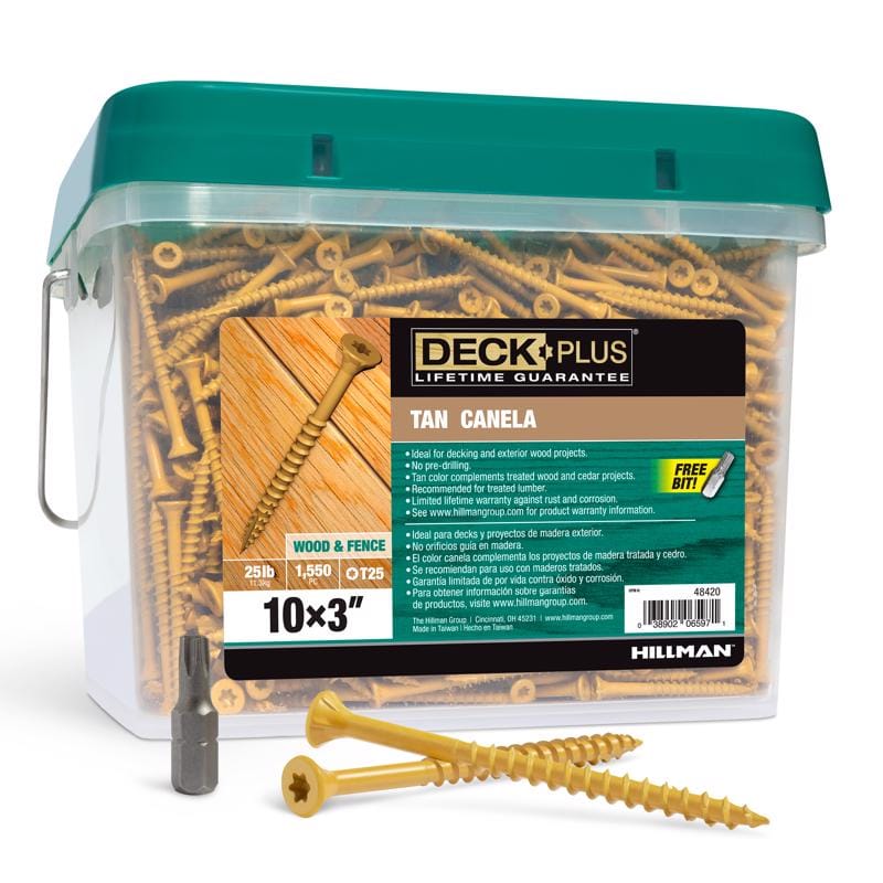 Hillman 48420 Deck Plus No. 10 Ga. X 3 in. L Tan Star Flat Head Exterior Deck Screws 26 lb 1550