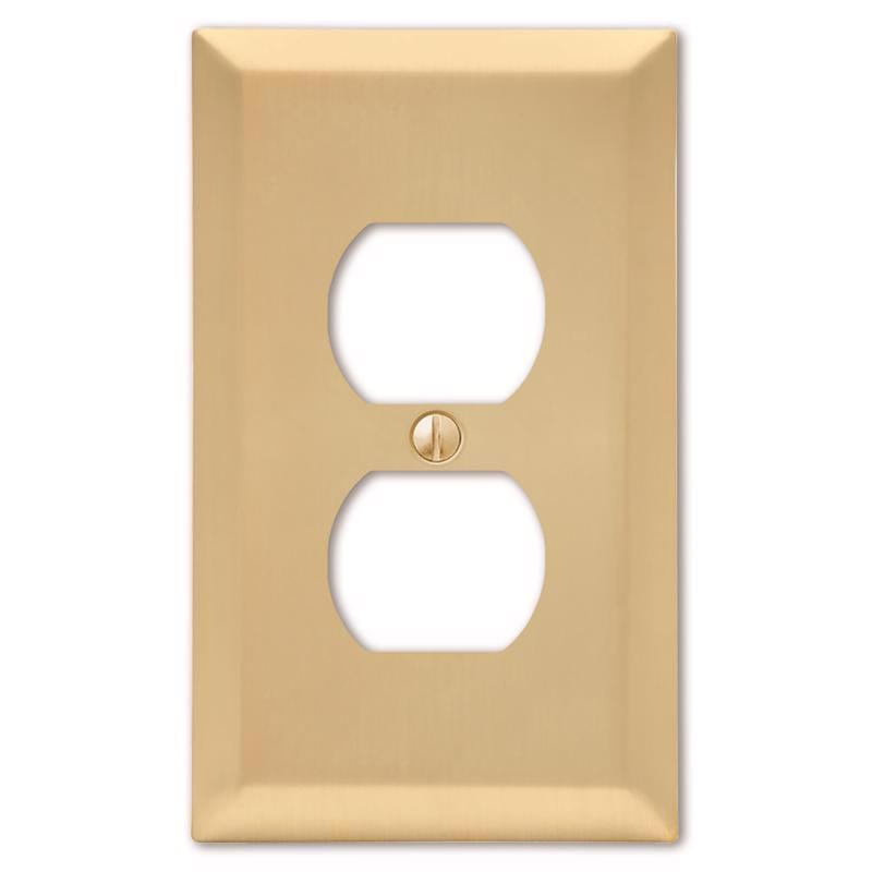 Amerelle 163DSB Century Satin Brass 2 gang Stamped Steel Duplex Wall Plate 1 pk