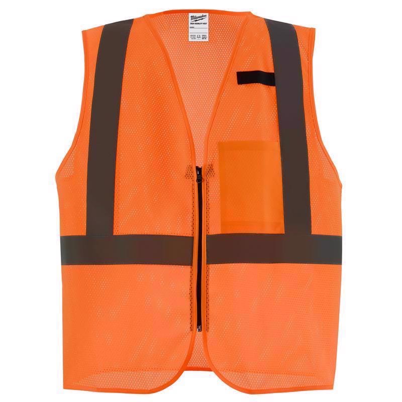 Milwaukee Tool 48-73-2257 Milwaukee Reflective Class 2 Safety Vest Hi-Viz Orange XXL/XXXL