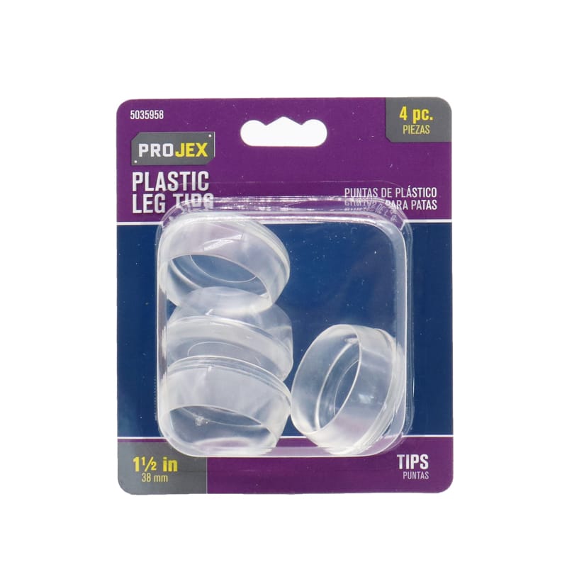 Projex P0079 Thermoplastic Ethylene Leg Tip Clear Round 1-1/2 in. W 4 pk