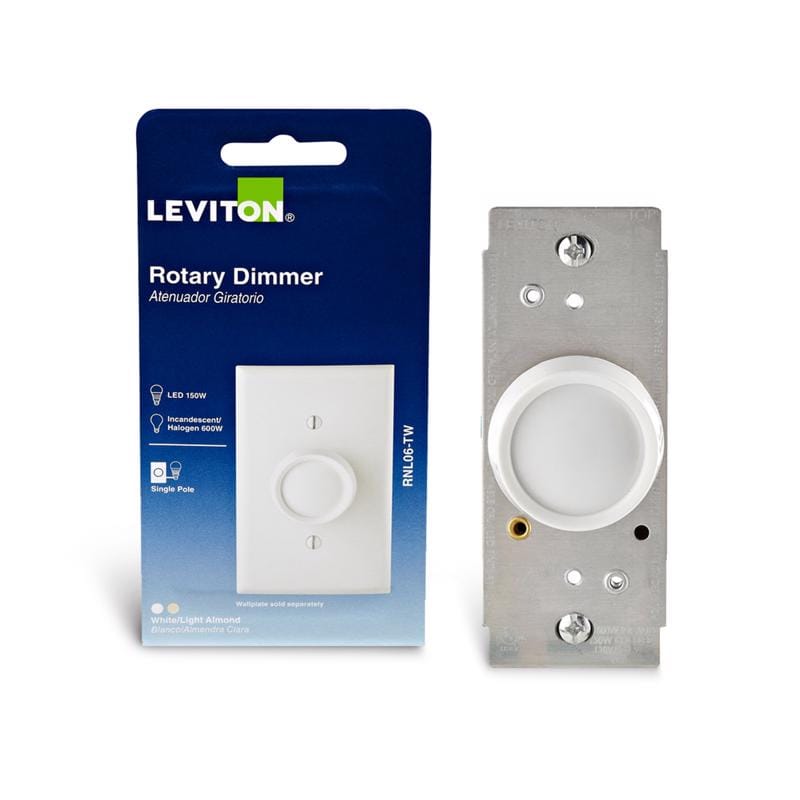 Leviton RNL06-TW Trimatron Light Almond & White 600 W Rotary Dimmer Knob 1 pk