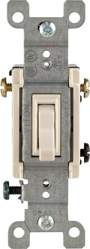 Leviton 01453-02T 15 amps Three Pole Toggle AC Quiet Switch Light Almond 1 pk