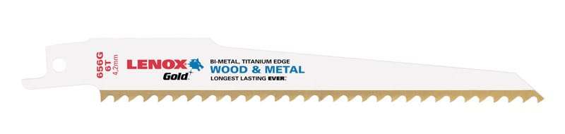 Lenox 21060656GR Gold 6 in. Bi-Metal Reciprocating Saw Blade 6 TPI 5 pk