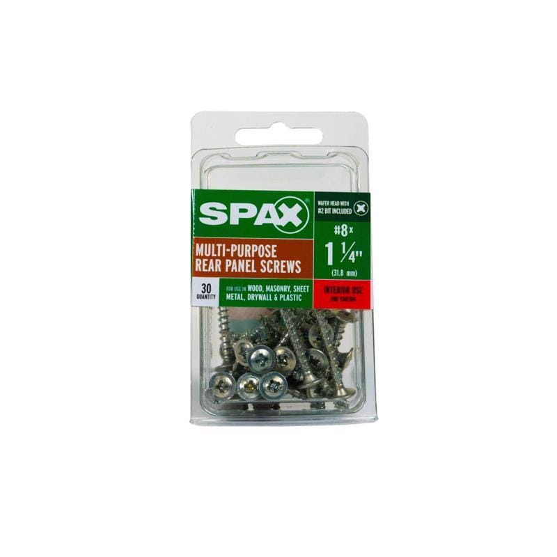 SPAX 4281010400302 No. 8 X 1-1/4 in. L Phillips/Square Zinc-Plated Serrated Multi-Material Screw 30 pk