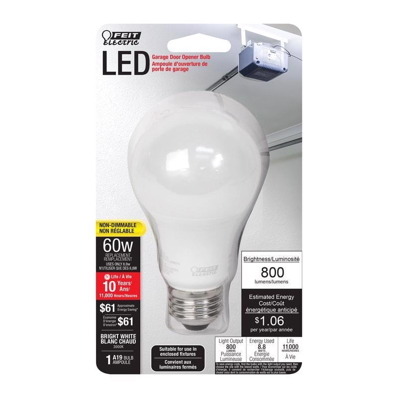 Feit OM6093010KGARBX A19 E26 (Medium) LED Bulb Bright White 60 Watt Equivalence 1 pk