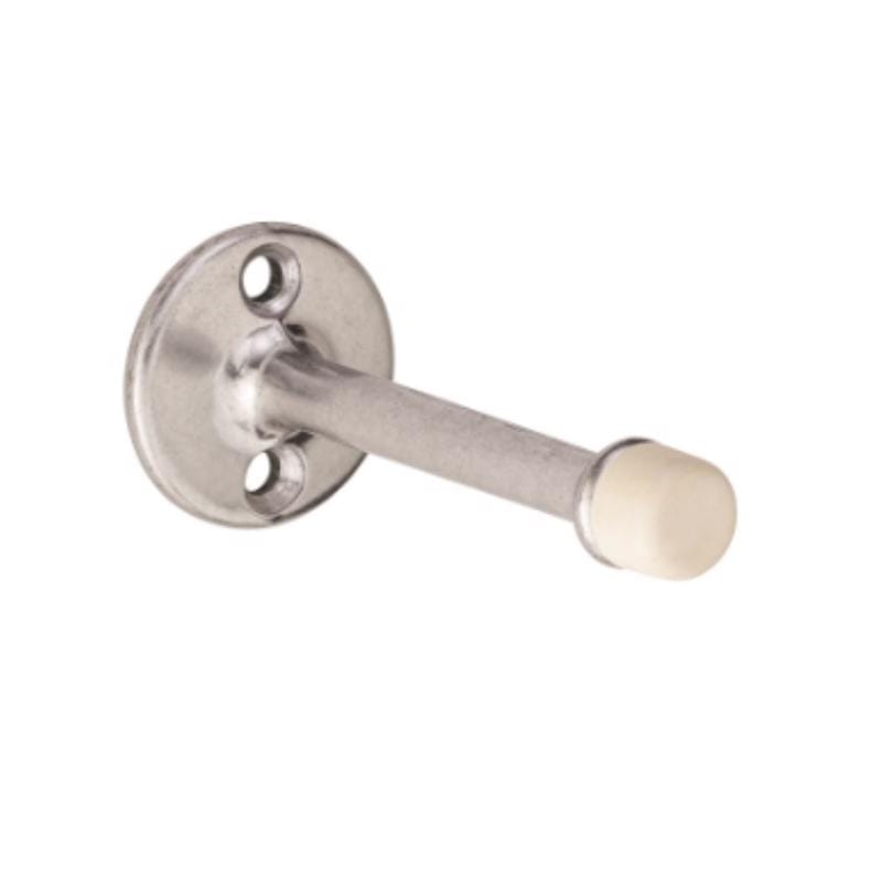 Schlage SPS61MB-619 8 in. W X 2-3/16 in. L Solid Brass Satin Nickel Brown Door Stop Mounts to door and wall 2-3/