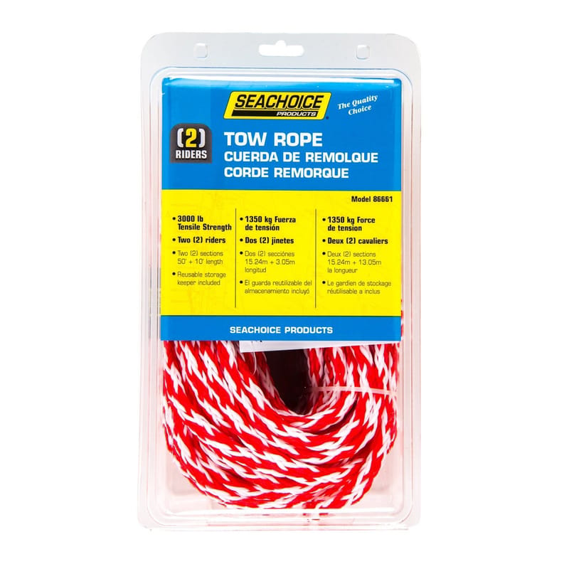 Seachoice 50-86661 60 ft. L Red/White Braided Polypropylene Tow Rope