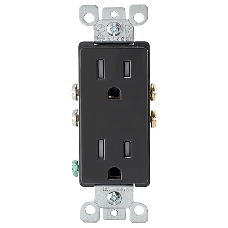 Leviton T5325-00E Decora 15 amps 125 V Duplex Black Outlet 5-15R 1 pk