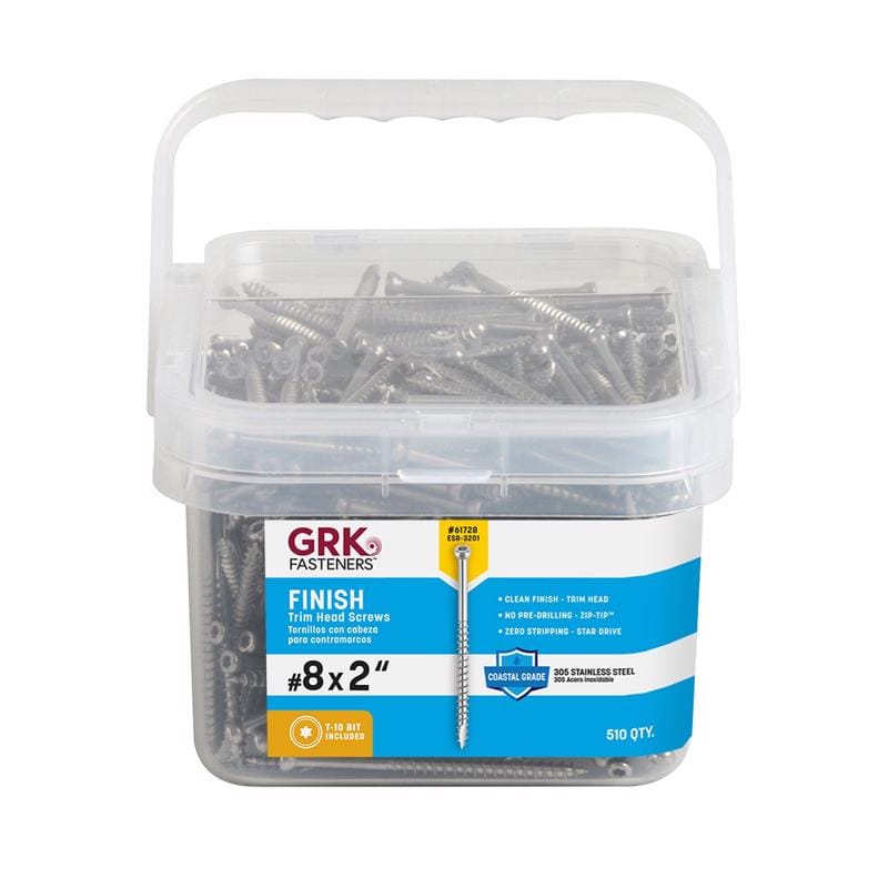 Itw 61728 GRK Fasteners No. 8 in. X 2 in. L Star Trim Head W-Cut Trim Screws