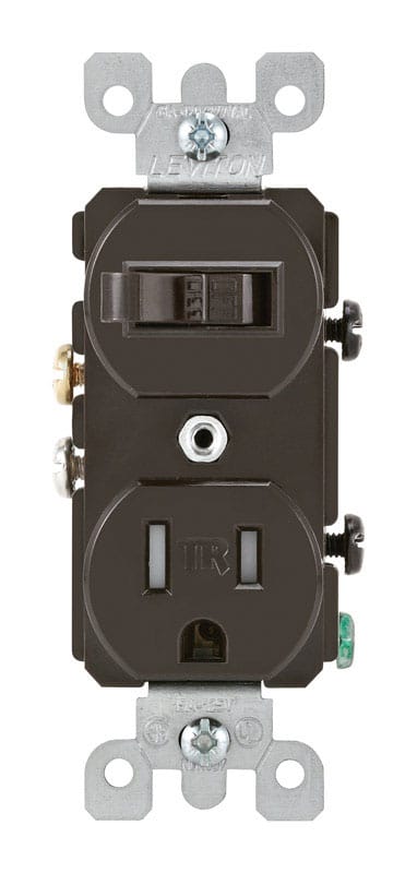 Leviton T5225 15 amps 120 V Brown Combination Switch/Outlet 5-15R 1 pk