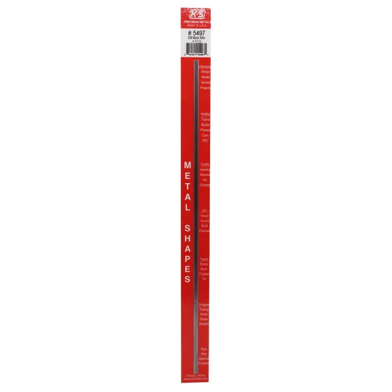 K&S 5497 .039 in. D X 1 ft. L Steel 22 Ga. Music Wire