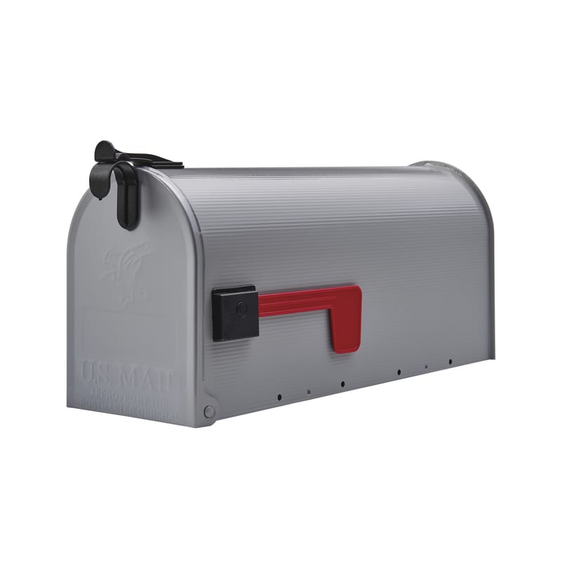 Architectural Mailboxes ST1000AM Grayson Classic Galvanized Steel Post Mount Gray Mailbox