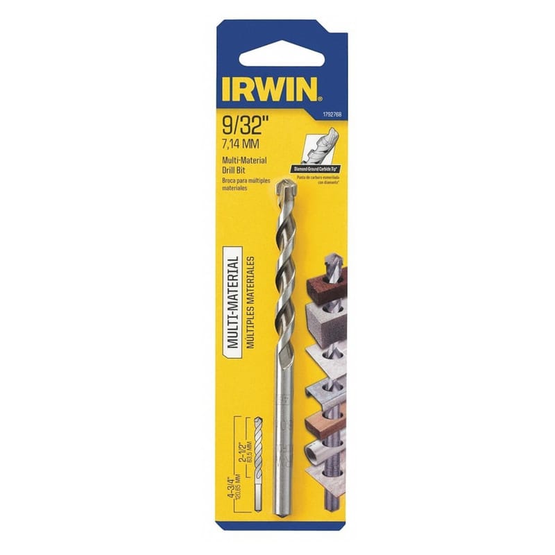 Irwin 1792768 9/32 in. X 4 in. L Multi-Material Jobber Length Masonry Drill Bit Straight Shank 1 pc