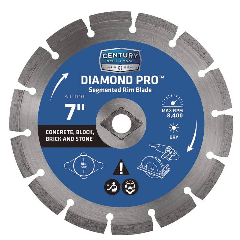 Century Drill & Tool 75455 Diamond Pro 7 in. D X 5/8 in. Steel Segmented Rim Diamond Saw Blade 1 pc