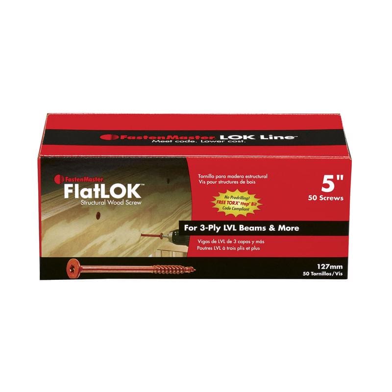 Fastenmaster FMFL005-50 FlatLok No. 14 each X 5 in. L Torx Ttap Epoxy Coarse Wood Screws 50 pk