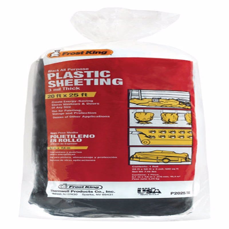 Frost King P2025/3B Plastic Sheeting 3 mil X 20 W X 25 ft. L Plastic Black