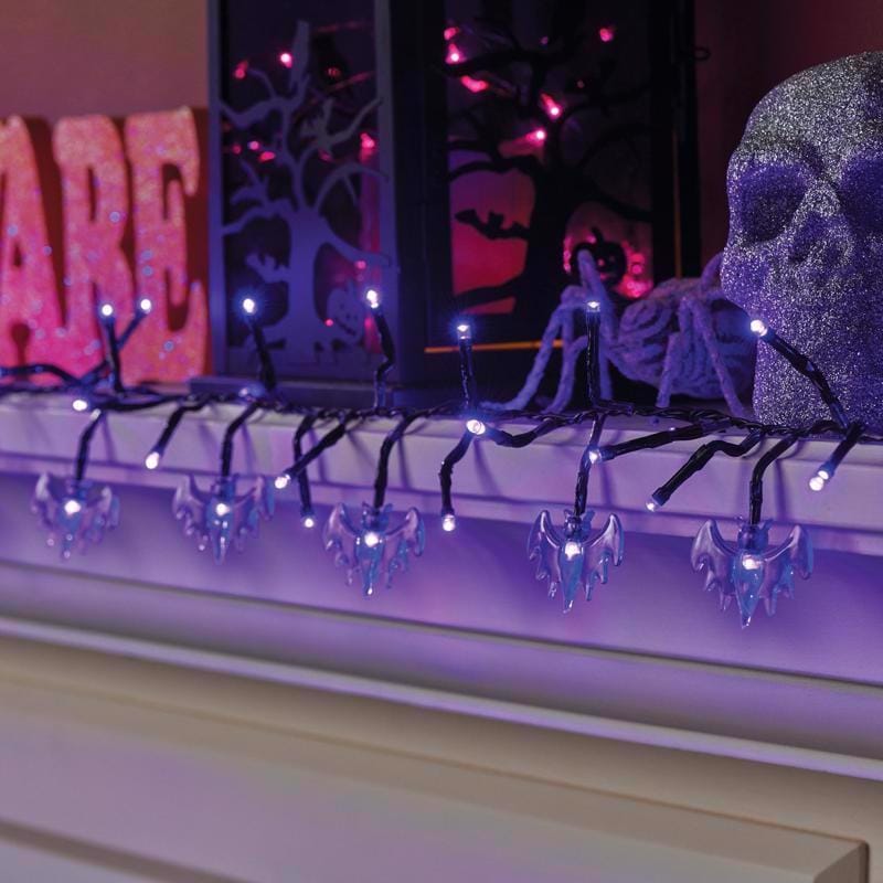 Celebrations 34968-71 Halloween Purple 120 ct 9 ft. LED Prelit Bat Lights