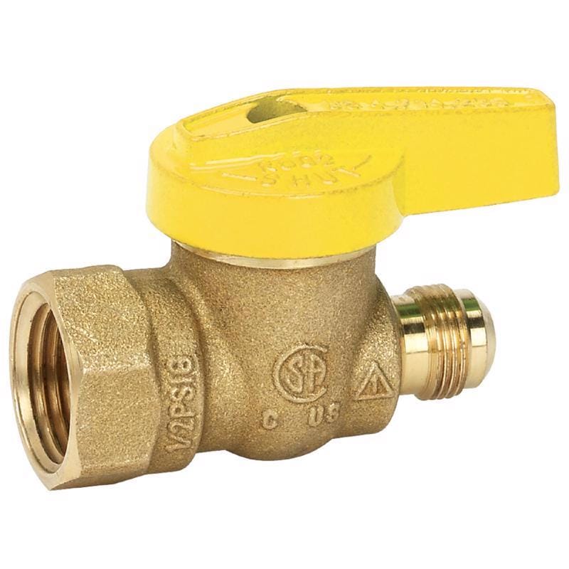 Homewerks VGV1GAR3 1/2 in. Brass Flare x FIP Ball Valve Quarter-Turn Lever For Gas
