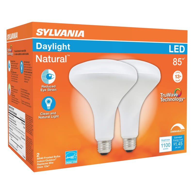 Sylvania 40787 Natural BR40 E26 (Medium) LED Floodlight Bulb Daylight 85 Watt Equivalence 2 pk