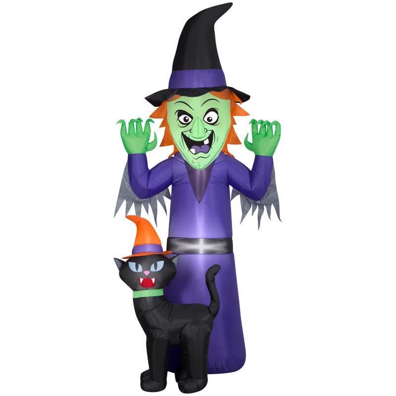 Gemmy 229619 Airblown 9 ft. LED Prelit Witch and Cat Inflatable