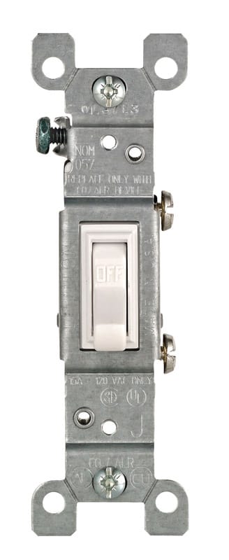 Leviton 02651-02W CO/ALR 15 amps Single Pole Toggle AC Quiet Switch White 1 pk