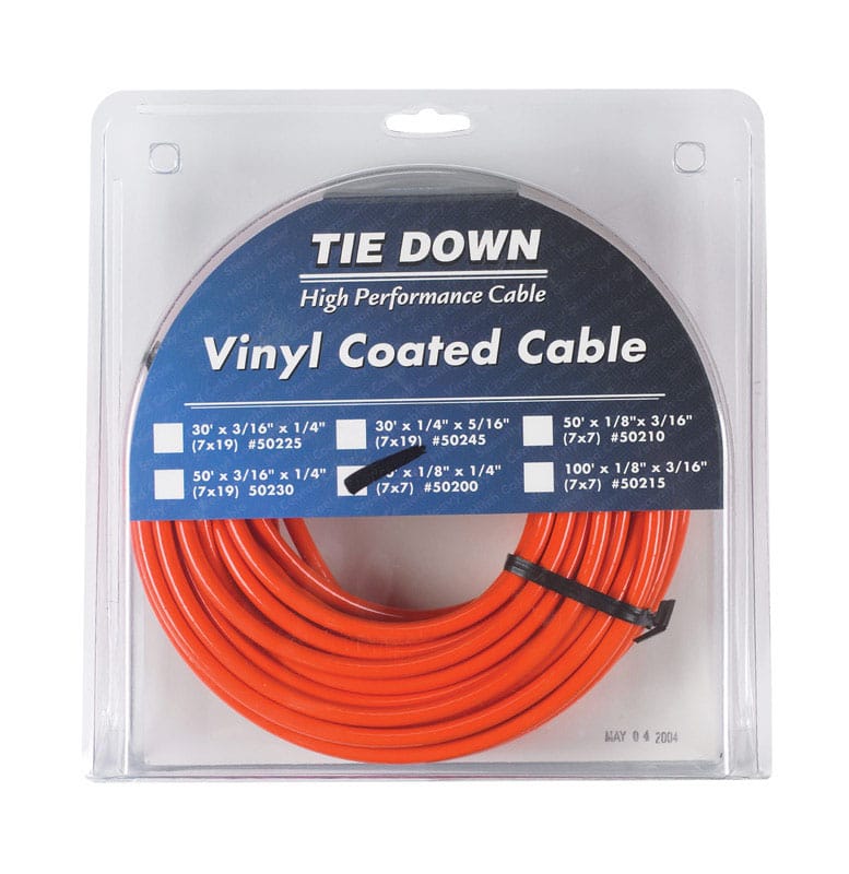 Tie Down Engineering 50200 1/8 in. D X 50 ft. L Vinyl Coated Galvanized Steel Aircraft Cable