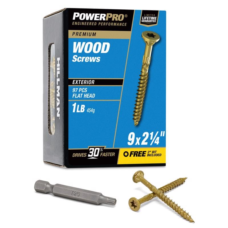Hillman 48598V4 Power Pro No. 9 in. X 2-1/4 in. L Bronze Star Flat Head Premium Deck Screws 1 lb 97 pk