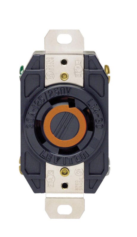 Leviton 02710-0BX V-0-MAX 30 amps 125/250 V Single Black Locking Receptacle L14-30R 1 pk