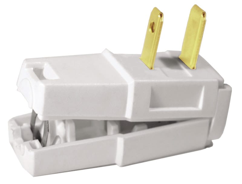 Leviton C22-00321-00W Commercial and Residential Thermoplastic Straight Blade Plug 1-15P 18/2 - 16/2 AWG 2 Pole 2