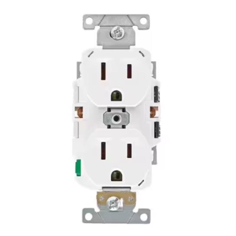 Leviton ECBR1-00W Lever Edge 15 amps 125 V White Outlet 1 pk