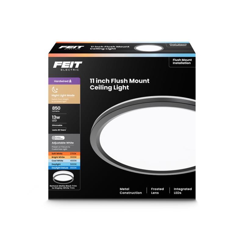 Feit FP11RT5CCT/NLWH 3 in. H X 11 in. W X 11 in. L Matte Black Black Ceiling Fixture
