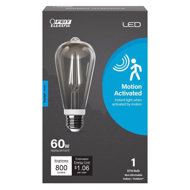 Feit ST19C950CAMFILD ST19 E26 (Medium) LED Motion Activated Bulb Daylight 60 Watt Equivalence 1 pk