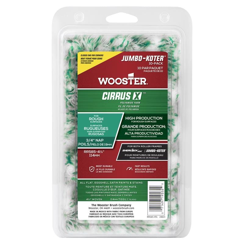 Wooster RR585-4 1/2 Cirrus X Yarn 4-1/2 in. W X 3/4 in. Jumbo Paint Roller Cover 10 pk