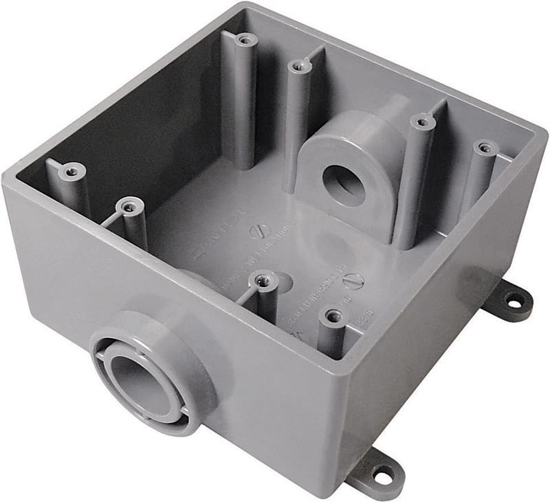 Cantex 5133370U New and Old Work 32 cu in Square PVC 2 gang Outlet Box Gray