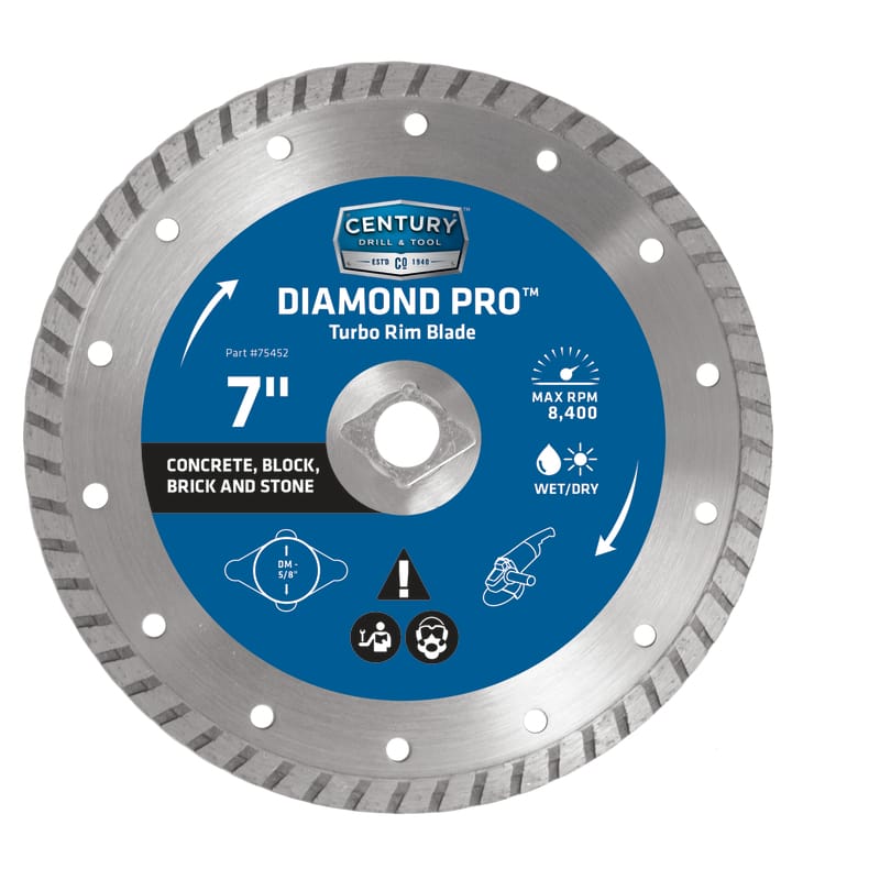 Century Drill & Tool 75452 Diamond Pro 7 in. D X 5/8 in. Diamond Turbo Rim Saw Blade 1 pk