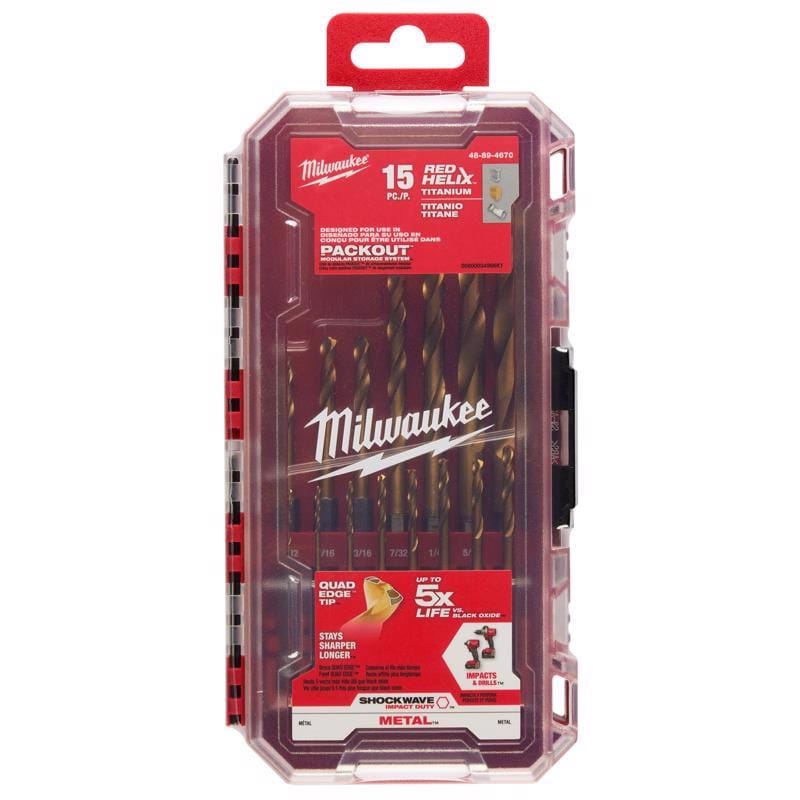 Milwaukee 48-89-4670 Drill Bit Set Titnm 15 Piece