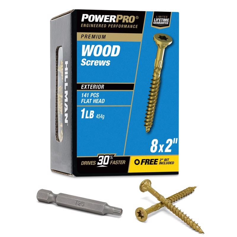 Hillman 48597V4 Power Pro No. 8 in. X 2 in. L Bronze Star Flat Head Premium Deck Screws 1 lb 141 pk