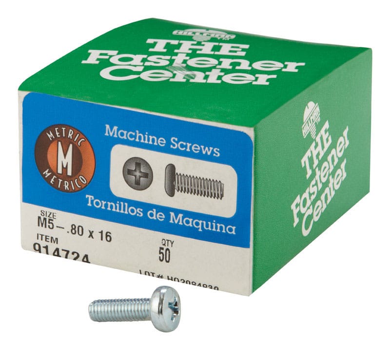 Hillman 914724 M5-0.8 Ga. X 16 mm L Phillips Pan Head Zinc-Plated Steel Metric Machine Screws 1 pk