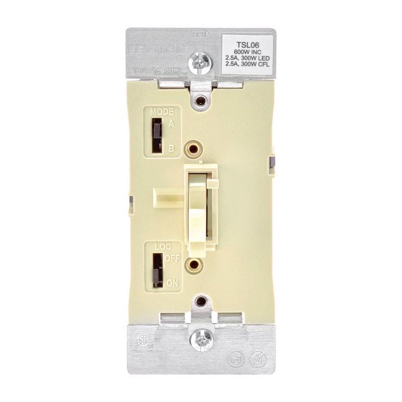 Leviton TSL01-00I Ivory 600 W Toggle Dimmer Switch 1 pk