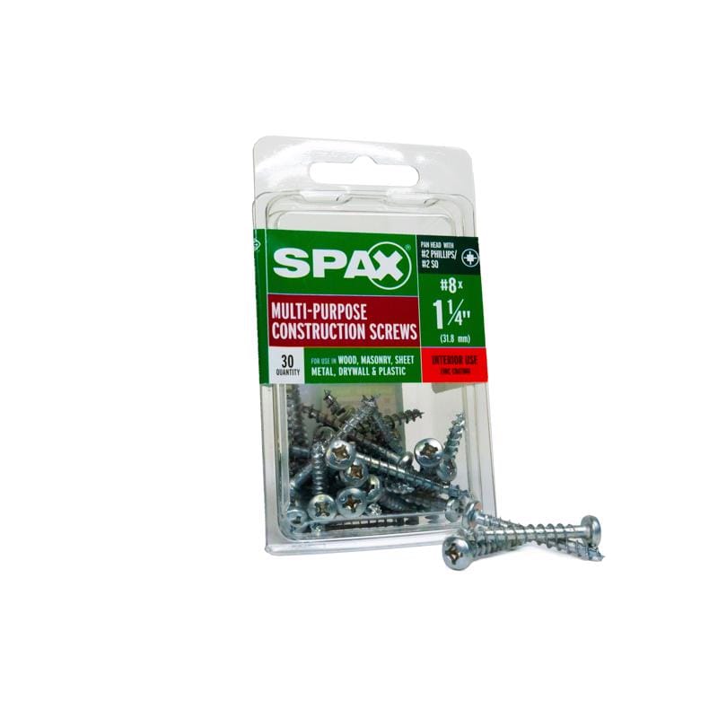Spax 4111010400322 No. 8 X 1.25 in. L Phillips/Square Zinc-Plated Serrated Multi-Material Screw 30 pk