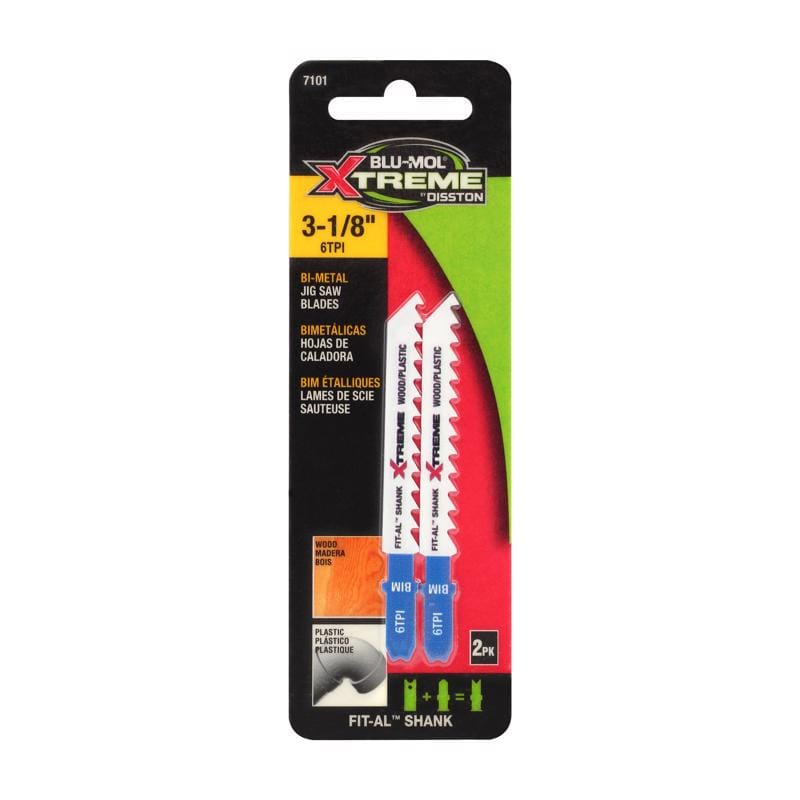 Blu-Mol Xtreme E0217101 3-1/8 in. Bi-Metal Universal Jig Saw Blade 6 TPI 2 pk