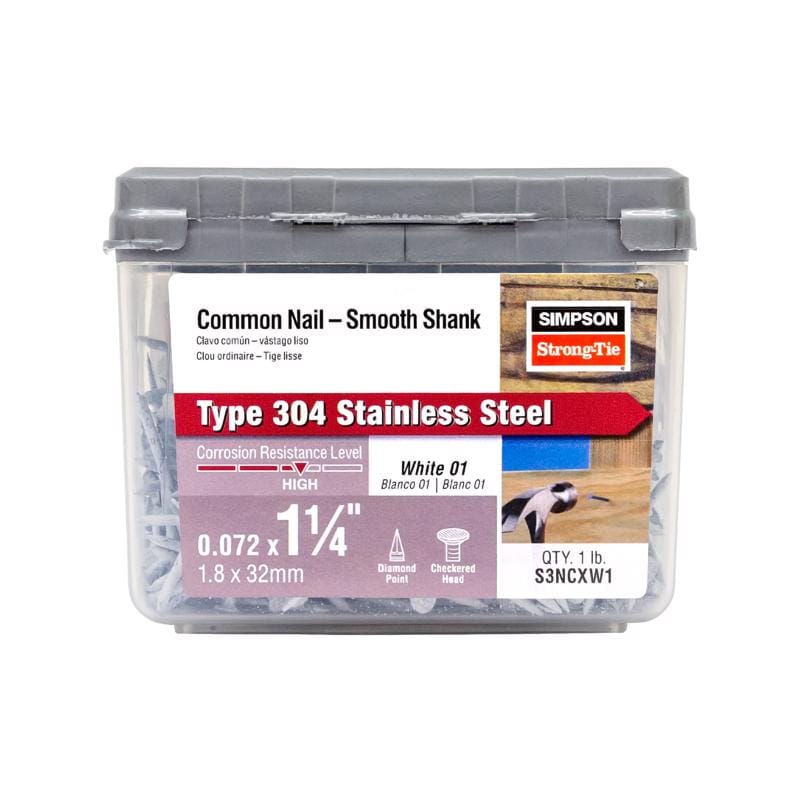 Simpson Strong-Tie S3NCXW1 3D 1-1/4 in. Trim Coated Stainless Steel Nail Round Head 1 lb