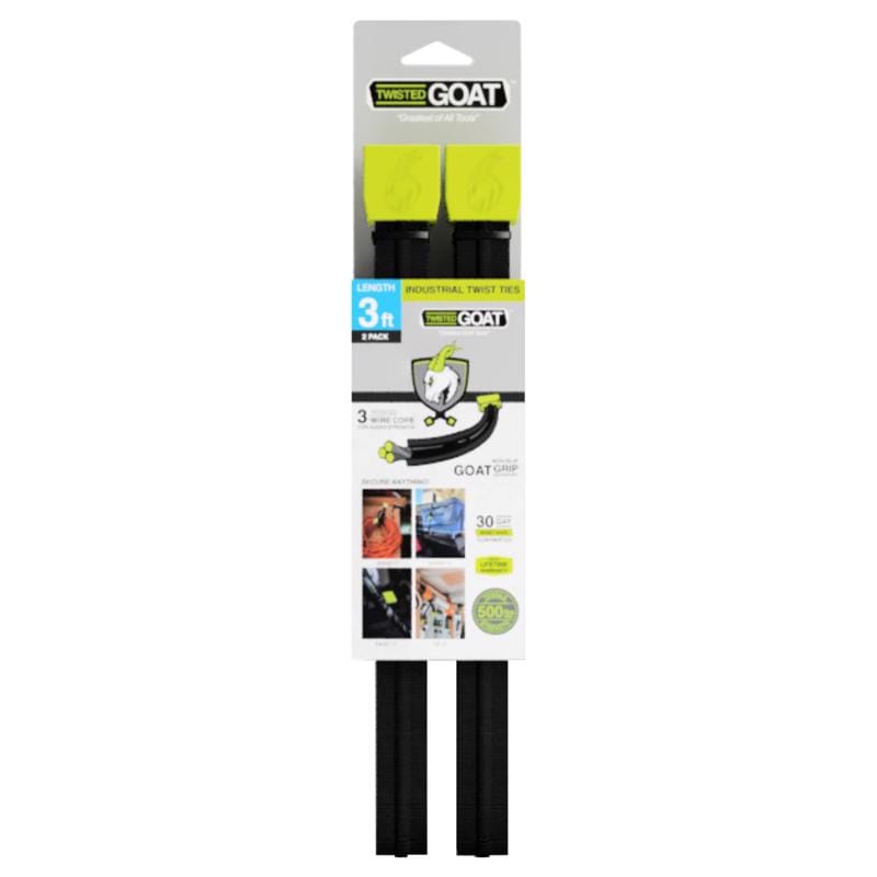 Twisted Goat TG-3FT-2PK 36 in. L Black Twist Ties 2 pk