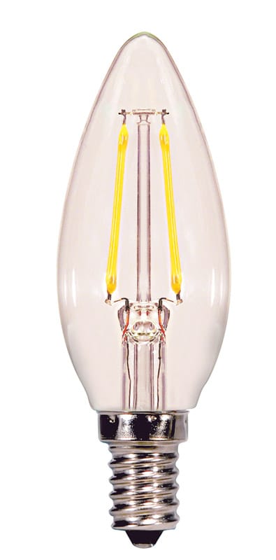 Satco S21827 B11 E12 (Candelabra) Filament LED Bulb Warm White 60 Watt Equivalence 2 pk