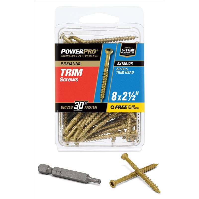 Hillman 42503V4 Power Pro No. 8 X 2-1/2 in. L Star Coarse Trim Screws 50 pk