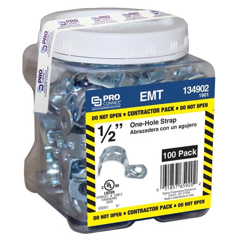 Sigma Engineered Solutions 1901 ProConnex 1/2 in. D Zinc-Plated Steel 1 Hole Strap 100 pk