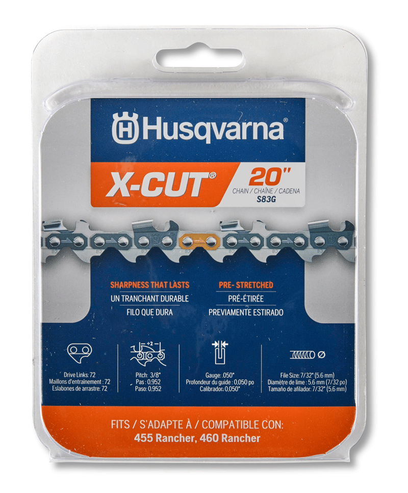 Husqvarna 529475072 20" Chain S83G 3/8 050 72Dl Cs