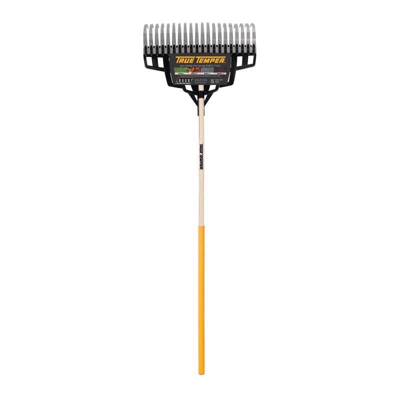 True Temper 2000TT 65.25 in. 20 Tine Steel Lawn Rake Wood Handle