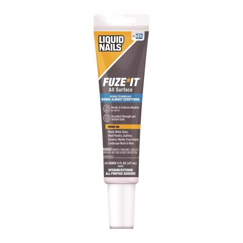 Liquid Nails LN-2000W Fuze It Synthetic Elastomeric Polymer Multi-Surface Adhesive 5 oz