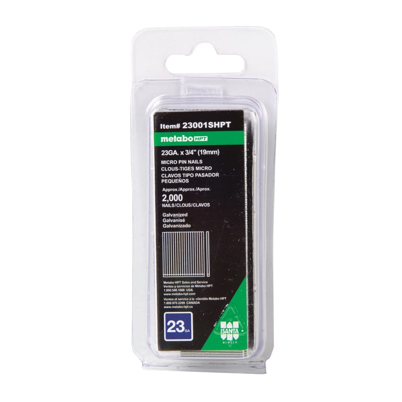 Metabo HPT 23001SHPT 3/4 in. L X 23 Ga. Straight Strip Galvanized Pin Nails 2000 pk